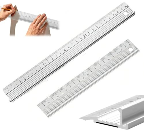 2Pcs Aluminium Cutting Ruler, Multifunctional Precision Ruler for Cutting, Metal Ruler, 20cm and 30cm Aluminium Ruler Set for Craft, DIY, School, Office & Precision Length Measurement]