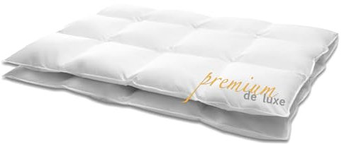 HANSKRUCHEN® Premium de Luxe Daunendecke 135x200 cm - Warm / Winter - Made in Germany Kassettendecke aus 100% Baumwolle - Allergiker geeignet
