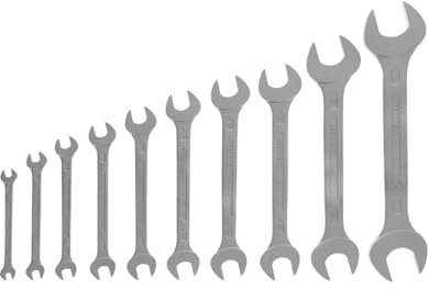 GEDORE Doppelmaulschlüssel Satz, Set 10-teilig, SW 6-32 mm, metrisch, flach, Schraubenschlüssel Set, matt verchromt, 6-100