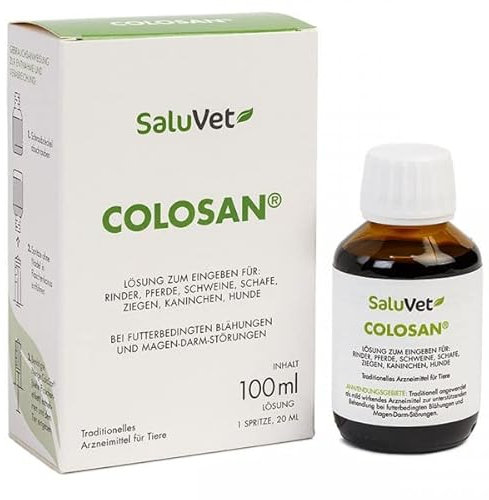SaluVet ColoSan | 100 ml | Zugelassenes Arzneimittel für Pferde, Rinder, Schweine, Schafe, Ziegen, Kaninchen und Hunde | Bei futterbedingten Blähungen und Magen-Darm-Störungen