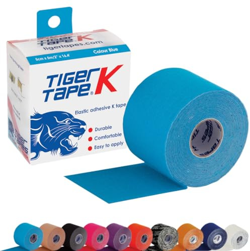 TIGERTAPES K Tape - Blue Kinesiology Tape (5cm x 5m) | Uncut Muscle Tape for Running, Sports & Injury Recovery | Waterproof, Hypoallergenic & Elastic Athletic Tape for Training & Rehab
