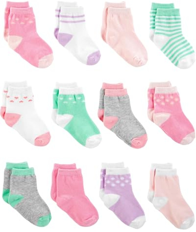 Simple Joys by Carter's Calcetines Largos Unisex Bebés, 12 Pares, Rosa/Morado/Verde Menta, 12-24 meses