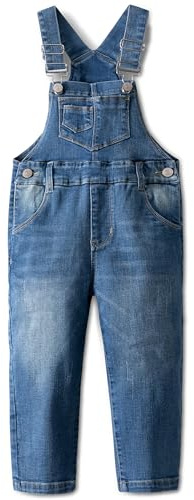KIDSCOOL SPACE Kleines Mädchen Jungen Jeans Overall,Kleinkind Zerrissene Denim Süße Schmale Arbeitskleidung,Hellblau,2-3 Jahre