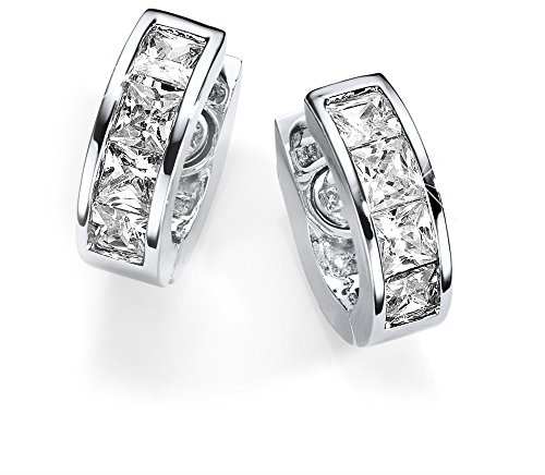 Magnetschmuck Creolen silber mit Solitaire Crystals Magnetix 1808 Retro Design Ø 1,7 cm # 1809 P - 834P XL