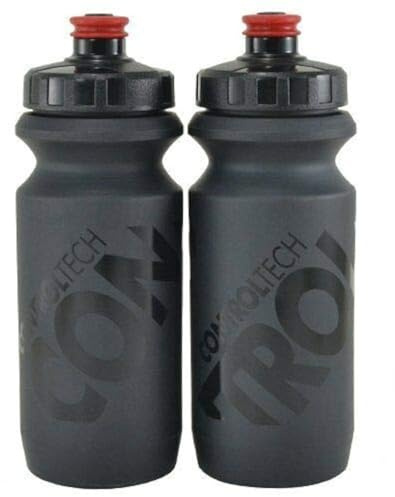 Control Tech Wide Mouth Bike Cycling Water Bottle 600 ml Black, 2 Bottle, TB2622