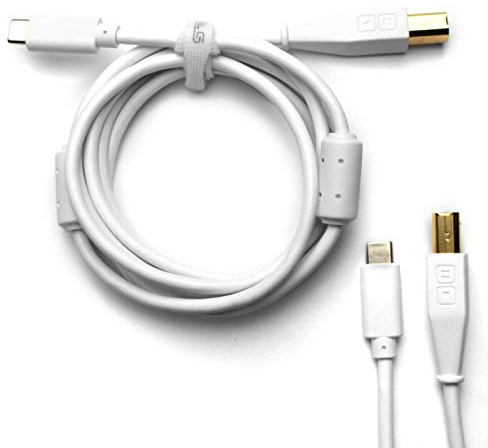 DJ TechTools TechTools Techtools Chroma Cable USB-C, Audio-optimiertes USB-C zu USB-B Kabel (Abschirmung mit zwei Ferritkerndrosseln, Länge: 1.5m mit Klettverschluss), weiß