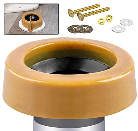 Extra Thick Toilet Wax Ring Kit with Flange and Bolts for Floor Outlet Toilets New Install or Re-seat, Fits 3-inch or 4-inch Waste Lines