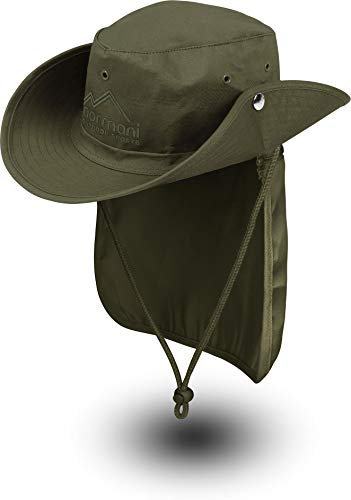 normani Buschhut Outdoor Schlapphut Outback mit abnehmbarem Nackenschutz Farbe Olive Größe L/59