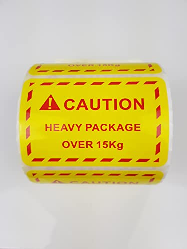 500 tunga paket klistermärken etiketter på rulle – självhäftande Amazon varning tungt paket över 15 kg varning FBA kompatibel klibbig låda kartong 7,6 cm x 5 cm klistermärke av Roamlite