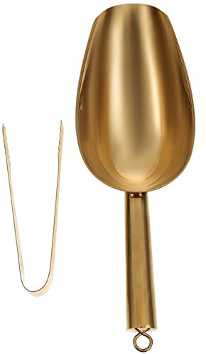 HEMOTON Golden Eiszange Und Schaufelt Edelstahl Eiswürfelzange mit Zähnen Eiswürfel Schaufel Küche Dienstprogramm Dient Schaufelt für Eisbehälter Tee Kaffeebohnenmehl