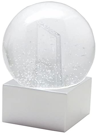 Snowglobe for You 40081 Foto-Schneekugel Glas gefüllt Fotorahmen mit Kunststoffsockel Silber eckig 100 mm Durchmesser