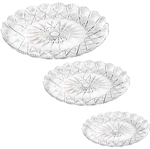MAQA 5 pz Vassoi per dolci a stella rotondo 21,5, 24,5, 27,5 cm Vassoio da portata in plastica, piatto da portata per torte e pasticcini 21.5 cm