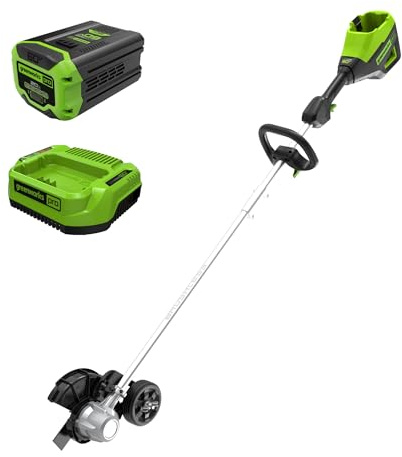 Greenworks 60V 8 Brushless Cordless Edger with 2.0Ah Battery & Charger – Tool-Free Depth Adjustment, Lightweight Lawn Edging Tool, 4-Year Warranty
