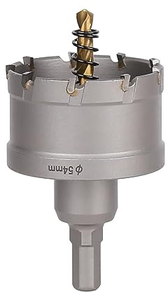 Vearter 54mm Lochsäge mit Titanbeschichteter Zentrierbohrer für Metall | Industrie-Hartmetall Lochbohrer, Geometrischer Zahnstruktur, Deep Drilling Hartmetallbohrer für Edelstahl, Baustahl
