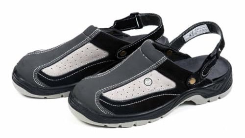 All Ride Sicherheitssandale, Clogs mit Klettverschluss, Verstellbarer Fersenriemen, rutschfeste Profilsohle, schwarz grau, Schuhgröße 42