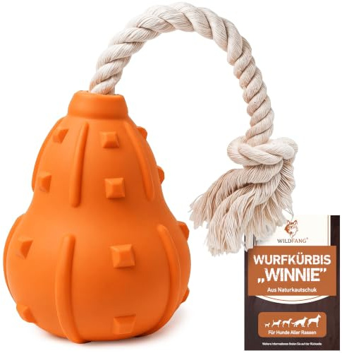 Wildfang® Hundespielzeug für Starke Kauer – Winnie Kürbis Wurfspielzeug aus Naturgummi, Kauspielzeug Hund zur Zahnpflege