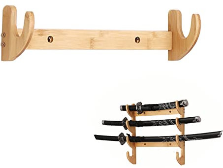 Miuxe Schwert Display Wandhalterung Samurai Schwerthalter | Mehrschichtiger, Bodenstehender Katana-Schwertständer, Vertikaler Schwertaufhänger Für Die Wand, Kampfsport-Waffenständer Wandmontage