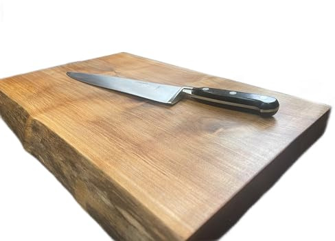 Urban Reclamation Waney Edge Oak Chopping Board - Live Edge Cutting Board - Handmade James Martin Style with Rubber Feet (40cm x 25cm x 4cm)