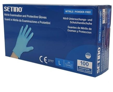 SETINO 1000 Guanti in nitrile BLU senza polvere - gr 3.5-1000 PZ - VARIE TAGLIE OFFERTA - ALIMENTI USO ESTETICO E PER TATUAGGI (M)