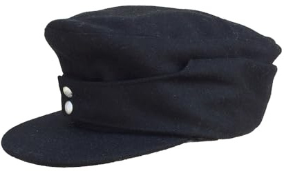 Wollmütze WWII Berghut Combat Hat Outdoor Warm Hat Replica WW2 Deutschland Schwarz Cap, Ohne weiße Paspelierung, 58cm