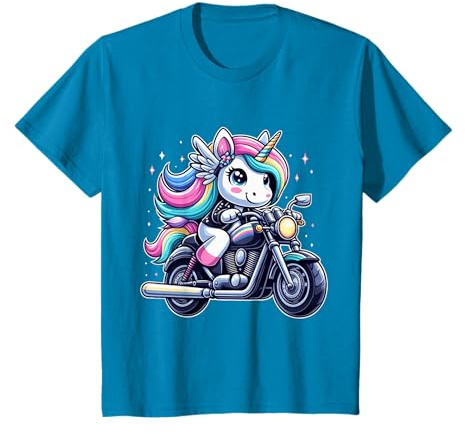 Licorne équitation d'une moto pour garçons, filles, hommes, femmes, enfants et adultes T-Shirt