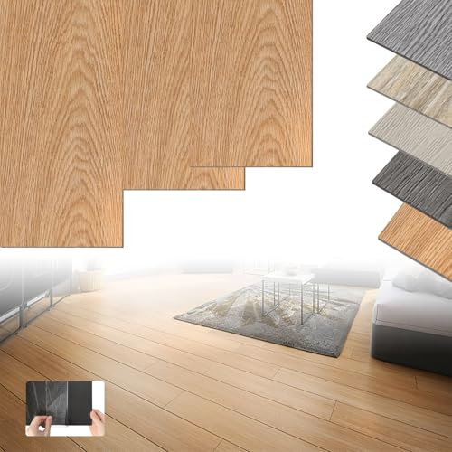 XINZI - Pavimento in vinile autoadesivo in PVC, 72 listoni in vinile, 10,04 m², effetto legno, listoni adesivi resistenti all'usura, impermeabili, per cucina, soggiorno, balcone (rovere classico)