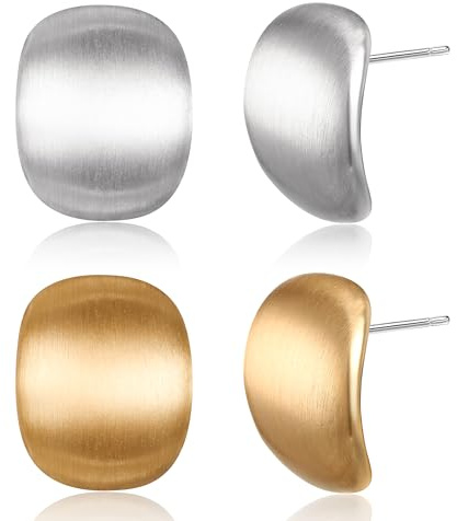 EVER FAITH 2 Paar Ohrstecker Matte Gold und Silber Ohrringe Damen Mode Schmuck Geschenk