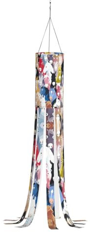 Bunte Cartoon-Pferde-Druck, Geister-Windsack-Flagge, 101,6 cm, Halloween, Outdoor, hängende Windsack-Flagge, für Hof, Terrasse, Garten