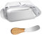TAIHOBO Porta Burro da Frigorifero, Portaburro in Acciaio Inossidabile, Portaburro da Frigo 17,8×11,5×5,5cm con Coperchio e Spatola, Porta Formaggio da Frigorifero per Conservare Burro