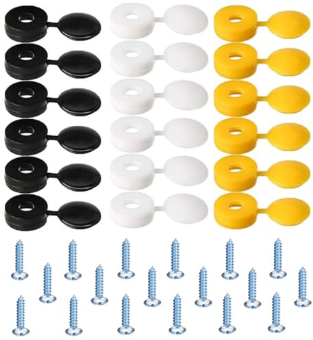 Viti e tappi per targa auto, 36 pezzi, kit di fissaggio per targa, nero, bianco e giallo (6 per colore)