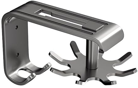 GEEKHOM Hakenleiste für Küchenutensilien 360° Drehung: Selbstklebende Hakenleiste ohne Bohren mit 8 Haken - Ideal für Küche, Bad und Garderobe - Gunmetalgrau, 1 Stück