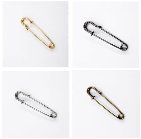 Sicherheitsnadel-Set, 40 Stück, Silber, Bronze, Gold, Schwarz, 4 Farben, groß, Starkes Metall, Sicherheitsnadeln, Set 5 cm und 7 cm für Decken, Röcke, Kilts