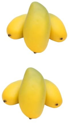 MAGICLULU 2 Sätze Künstliche Mango Kunststoffmango Dekorative Mangos Kunstobst Getrocknete Zitronenscheiben Barwagen Simulierte Fruchtmodelle Realistisches Mango- Schaum 3 Stück * 2