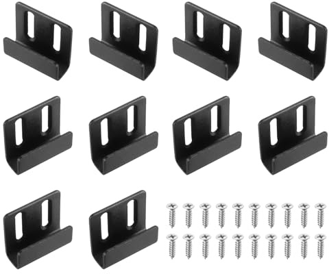 QUARKZMAN 10 Pcs Ganci in Acciaio Inossidabile Nero Larghezza Interna 10mm | Ganci Regolabili per Esposizione Piastrelle Staffa di Montaggio a Parete Gancio Montato, per Piastrelle