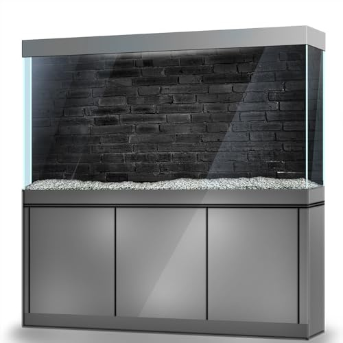 LYYAB Aquarium Background Stickers - Black Brick Wall Texture - Fish Tank Reptile Terrarium Decor Poster (45 x 30 cm / (17.7 x 11.8 inches))