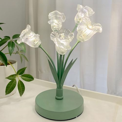 soffione Doccia Lampada da Tavolo a Fiori Lampada da Comodino Verde Nordico in Vetro Lampade da Comodino Rosa Apparecchio di Illuminazione da Tavolo a 5 Teste Lampade da Tavolo Moderne a Colonna G4