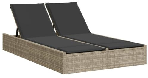 Eleganz Doppel-Sonnenliege aus PE-Rattan mit Kissen - Pulverbeschichteter Stahl - Perfekt für Garten und Terrasse - Langlebig und Wetterfest
