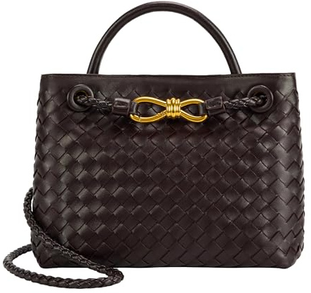 LEESTUTY Gewebte Tragetasche für Damen, Leder, Schultertasche, Designer-Handtasche mit Tragegriff oben, Violett (Grape Purple)