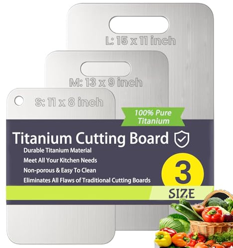 Titanium Cutting Boards for Kitchen, 100% Pure Titanium Cutting Board, Cutting Edge Hygiene & Durability, Double Sided Medical-Grade Cutting Mat (L)