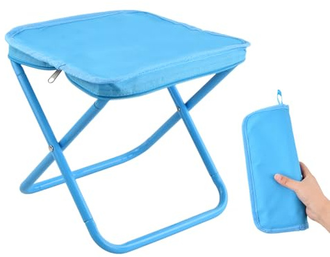 Culinavog Sgabello da Campeggio, Mini Sedia Pieghevole Portatile, Piccolo Sedia Campeggio Pieghevole, Leggero Sgabello da Pesca per Escursionismo, Viaggi, Giardino, Spiaggia (Blu, 26.5 × 23 × 25 cm)
