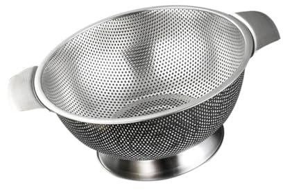 IMIKEYA Ciotola di scarico in acciaio inox con fori multipli per lavaggio e scolatura a cesto rotondo resistente e per uso prolungato della cucina