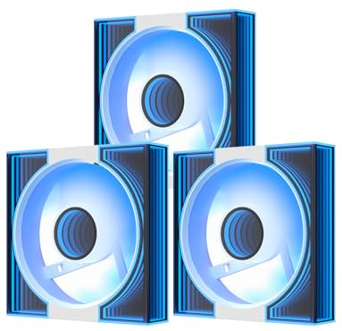 darkFlash DM8 3-Pack 120mm PC Case Fan, Infinity Mirror Case Fans, PWM ARGB Sync, 1600 RPM High Airflow 56 CFM, Low Noise 32.5 dBA, Computer Case Cooler Fan (White, Forward)