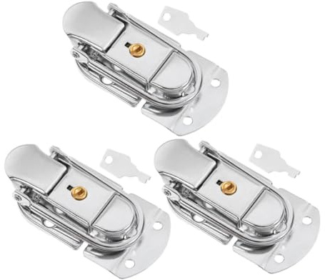 3 Sets Metal Suitcase Lock Hasp Latch with Keys Iron | School Season Decor, Sturdy Toggle Catch Hardware, Silver Mounting Parts for Luggage Case Replacement