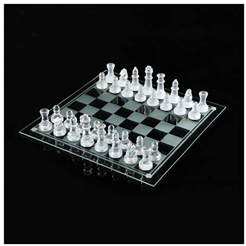 HYEFDWS Schachbrett-Set aus Glas, klares, Elegantes Design, robuste Konstruktion, alle Funktionen, leicht zu transportieren.
