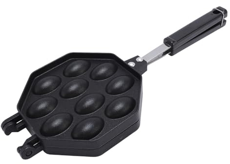 TOPINCN Bubble Waffle Maker Pan, Aluminiumlegering Ägg Våffelpanna med Anti Skållningshandtag, Portabel Design för Kommersiellt Hembruk