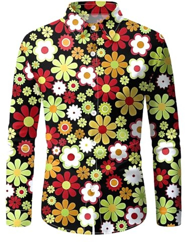 Bastwahl Chemise Hippie Homme - Mode Festive - Chemise années 70, Chemise pour Homme, Style Disco, Costumes de Carnaval