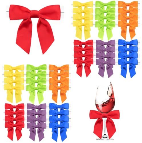 Dooozy Geschenkschleife, 48 Stück 6.5cm Schleifen Geschenk aus für Klein Geschenkschleifen Geschenkverpackung DIY Weihnachtsbaum Hochzeitsdeko(Regenbogen)