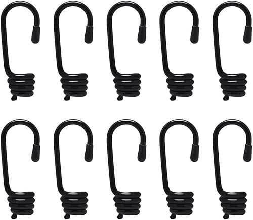 Hysagtek 10 Stück Spiralhaken, Metallhaken für 8 Mm Expanderseil Gummiseil, Expanderhaken Gummispanner Haken für Anhänger, Planen, LKW, Boot, Motorrad, Fahrrad