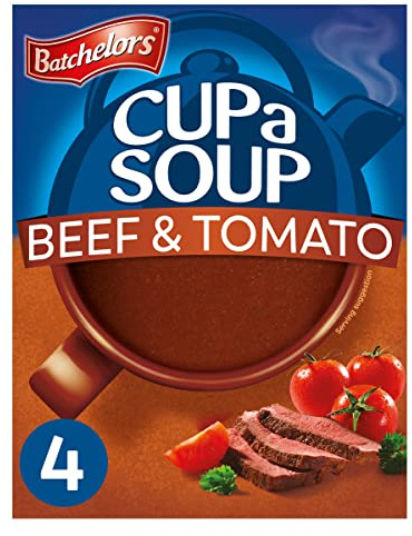 Batchelors Cup a Soup Beef & Tomato Instant Soup, 36 Sachets | 9 Boxes of 4 Sachets, Quick & Easy Meal or Snack, Hearty & Savoury Taste, Perfect for On-the-Go