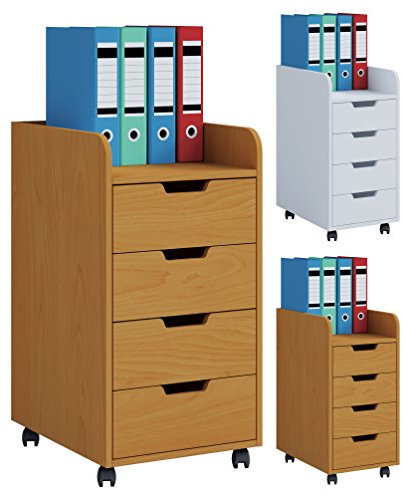 VCM Rollcontainer | Beistellcontainer mit 4 Schubladen | Maße ca. H. 65 x B. 33 x T. 40 cm | 4 leichtgängige Schubladen | Bürocontainer - Konal Mini